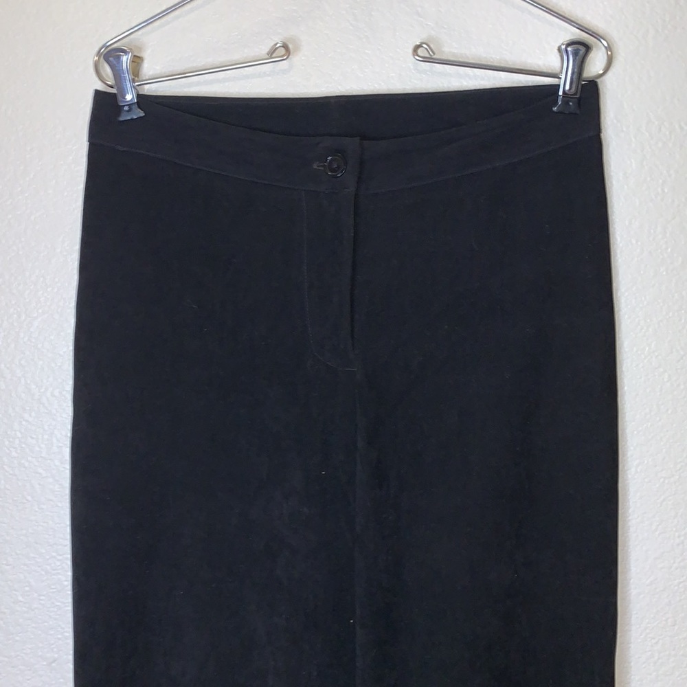 I.L.U. I Love You black faux suede bootcut dress pants